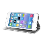 Puro Booklet - кожен флип калъф и стойка за iPhone 6 Plus, iPhone 6S Plus (сребрист) 2