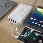 Satechi 60W 6-Port Charger - захранване с 4 USB изхода и 2 х USB-C изхода за мобилни телефони, таблети и MacBook (бял) 4