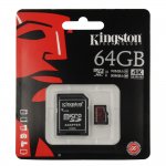 Kingston microSDXC Card 64GB UHS-1 Class U3 - памет карта + SD адаптер (подходяща за GoPro) 1