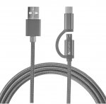 4smarts ComboCord MicroUSB + USB-C cable - качествен кабел за microUSB и USB-C стандарти 200 см. (сив) 2