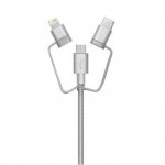 Case Studi USB Cable - здрав кабел за iPhone, iPad, iPod с Lightning, устройства с microUSB и USB-C (1 метър) (сребрист) 1