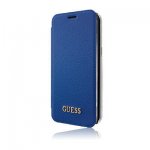 Guess Iridescent Book Case - кожен калъф, тип портфейл за Samsung Galaxy S8 (син) 2