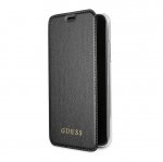 Guess Iridescent Book Case - дизайнерски кожен калъф, тип портфейл за iPhone XS, iPhone X (черен) 1