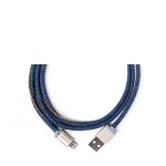 PlusUs LifeStar Handcrafted Lightning Cable - ръчно изработен сертифициран Lightning кабел за iPhone, iPad и iPod (100см.) (син-златист) 1