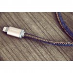 PlusUs LifeStar Handcrafted Lightning Cable - ръчно изработен сертифициран Lightning кабел за iPhone, iPad и iPod (100см.) (син-златист) 2