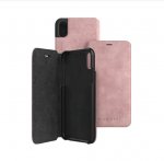 Bugatti Parigi Booklet Case - хоризонтален велурен калъф, тип портфейл за iPhone XS, iPhone X (розов) 2