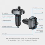 Baseus T-Typed Bluetooth FM Transmitter - блутут FM трансмитер и зарядно за кола за мобилни устройства (черен) 1