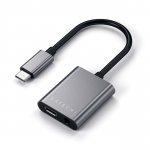 Satechi USB-C to 3.5mm Headphone Jack Adapter - USB-C адаптер към 3.5 аудио изход и USB-C изход (сив) 1
