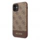 Guess 4G Stripe Leather Hard Case - дизайнерски кожен кейс за iPhone 11 (кафяв) 1