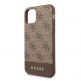 Guess 4G Stripe Leather Hard Case - дизайнерски кожен кейс за iPhone 11 (кафяв) 2