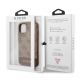 Guess 4G Stripe Leather Hard Case - дизайнерски кожен кейс за iPhone 11 (кафяв) 6