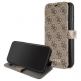 Guess Charms Collection Booktype Case - дизайнерски кожен калъф, тип портфейл за iPhone 12, iPhone 12 Pro (кафяв) 4