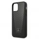 Mercedes Dynamic Carbon Fiber Hard Case - дизайнерски хибриден (карбон+естествена кожа+TPU) карбонов кейс за iPhone 12, iPhone 12 Pro (черен) 6