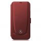 Mercedes-Benz Urban Line Booktype Leather Case - дизайнерски кожен калъф (естествена кожа), тип портфейл за iPhone 12, iPhone 12 Pro (червен) 1
