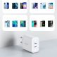 Ugreen Travel Wall Charger Power Delivery 40W - захранване за ел. мрежа смартфони и таблети с 2xUSB-C изхода и с технология за бързо зареждане (бял) 2