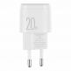 Tactical Base Plug Mini 20W Wall Charger - захранване за ел. мрежа 20W с USB-C изход и технология за бързо зареждане (бял) 1
