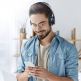 Ausdom Active Noise Cancelling Wireless Over-Ear Headphones - безжични блутут слушалки с микрофон за мобилни устройства с Bluetooth (черен-червен) 5