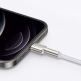 Baseus Cafule Metal Series USB Lightning Cable (CALJK-B02) - Lightning USB кабел за Apple устройства с Lightning порт (200 см) (бял-сребрист) 4