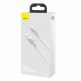 Baseus Cafule Metal Series USB Lightning Cable (CALJK-B02) - Lightning USB кабел за Apple устройства с Lightning порт (200 см) (бял-сребрист) 7