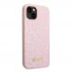 Guess Glitter Flakes Metal Logo - хибриден удароустойчив кейс за iPhone 14 Plus (розов) 1