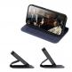 Dux Ducis Skin X2 Case - кожен калъф с поставка и отделение за кр. карти за iPhone 14 Pro (син) 10