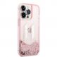 Karl Lagerfeld Liquid Glitter Big KL Logo Case - дизайнерски кейс с висока защита за iPhone 14 Pro (прозрачен-розов) 2