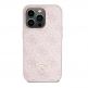 Guess Strass Triangle Metal Logo Case - силиконов (TPU) калъф за iPhone 15 Pro (розов) 1
