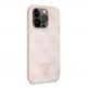 Guess Strass Triangle Metal Logo Case - силиконов (TPU) калъф за iPhone 15 Pro (розов) 2