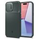 Spigen Optik Armor MagFit MagSafe Case - тънък качествен силиконов (TPU) калъф с капак за камерата с MagSafe за iPhone 15 Pro Max (зелен) 1