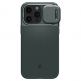 Spigen Optik Armor MagFit MagSafe Case - тънък качествен силиконов (TPU) калъф с капак за камерата с MagSafe за iPhone 15 Pro Max (зелен) 2