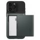 Spigen Slim Armor CS Case - хибриден кейс с отделение за кр. карти и най-висока степен на защита за iPhone 15 Pro Max (зелен) 1