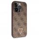 Guess PU 4G Strass Triangle Metal Logo Case With Crossbody Strap - силиконов (TPU) калъф с връзка за носене през врата за iPhone 15 Pro Max (кафяв) 4