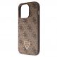 Guess PU 4G Strass Triangle Metal Logo Case With Crossbody Strap - силиконов (TPU) калъф с връзка за носене през врата за iPhone 15 Pro Max (кафяв) 8
