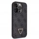 Guess PU 4G Strass Triangle Metal Logo Case With Crossbody Strap - силиконов (TPU) калъф с връзка за носене през врата за iPhone 15 Pro Max (черен) 1