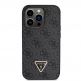 Guess PU 4G Strass Triangle Metal Logo Case With Crossbody Strap - силиконов (TPU) калъф с връзка за носене през врата за iPhone 15 Pro Max (черен) 3