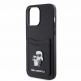 Karl Lagerfeld PU Saffiano Card Slot Metal Karl and Choupette Case - дизайнерски кожен кейс с отделение за карти за iPhone 15 Pro Max (черен) 4