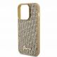 Guess PU Square Mirror Script Logo Leather Hard Case - дизайнерски кожен кейс за iPhone 15 Pro Max (златист) 3