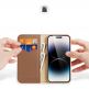 Dux Ducis Hivo Genuine Leather Flip Wallet Case - кожен калъф от естествена кожа с поставка и отделение за кр. карти за iPhone 15 Pro Max (кафяв) 1