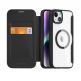 Dux Ducis Skin X Pro Magnetic Wallet Case - удароустойчив хибриден кожен кейс с отделение за карти и MagSafe за iPhone 15 (черен-прозрачен) 1