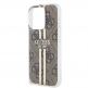 Guess IML 4G Gold Stripe Case - дизайнерски силиконов кейс за iPhone 15 Pro Max (кафяв) 4
