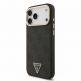 Дизайнерски кожен кейс с MagSafe за iPhone 17 Pro Max - Guess PU Leather 4G Strass Triangle Logo Gold Frame MagSafe Case (черен) 1