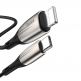 Baseus Horizontal USB-C to Lightning Cable - USB-C към Lightning кабел за Apple устройства с Lightning порт (200 см) (черен) 1
