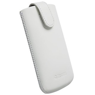 Krusell Aspero 3XL - кожен калъф с лента за издърпване за iPhone 8, iPhone 7, iPhone 6S, Samsung, Sony и мобилни телефони (бял)