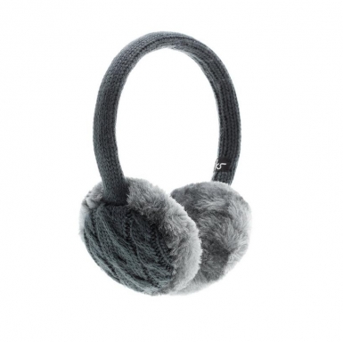 KitSound On-Ear Chunky Ink Knit Audio Earmuffs - ушанки с вградени слушалки с 3.5 мм аудио жак за iPhone и мобилни устройства (сив)