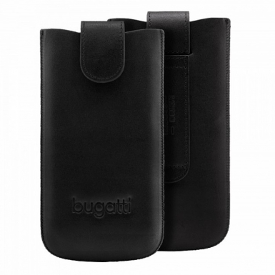 Bugatti SlimCase York XL - кожен калъф (естествена кожа) за Galaxy A3, S3, S4, Blackberry Z10, HTC One и др. (черен)