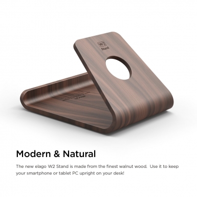 Elago W2 Stand - дървена поставка за iPhone, iPad mini, Galaxy Tab, Galaxy смартфони и други мобилни устройства