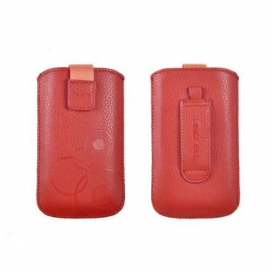 Telone Deko 1 Pouch Size 16 - вертикален кожен калъф, тип джоб с лента за издърпване за iPhone 8, iPhone 7, iPhone 6/6S, iPhone 5/5S/SE, Galaxy S7, S6, S5, S4, HTC One, Nexus 5, LG G2 и други (червен)