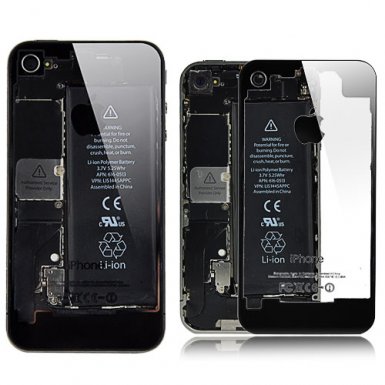 iPhone 4S Backcover - резервен заден капак за iPhone 4S (черен-прозрачен)