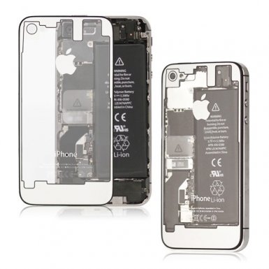 iPhone 4S Backcover - резервен заден капак за iPhone 4S (бял-прозрачен)