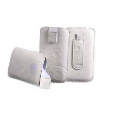 Telone Deko 1 Pouch Size 17 - вертикален кожен калъф, тип джоб с лента за издърпване за iPhone 6 Plus, iPhone 6S Plus, Samsung Galaxy Note 4 и други (бял)